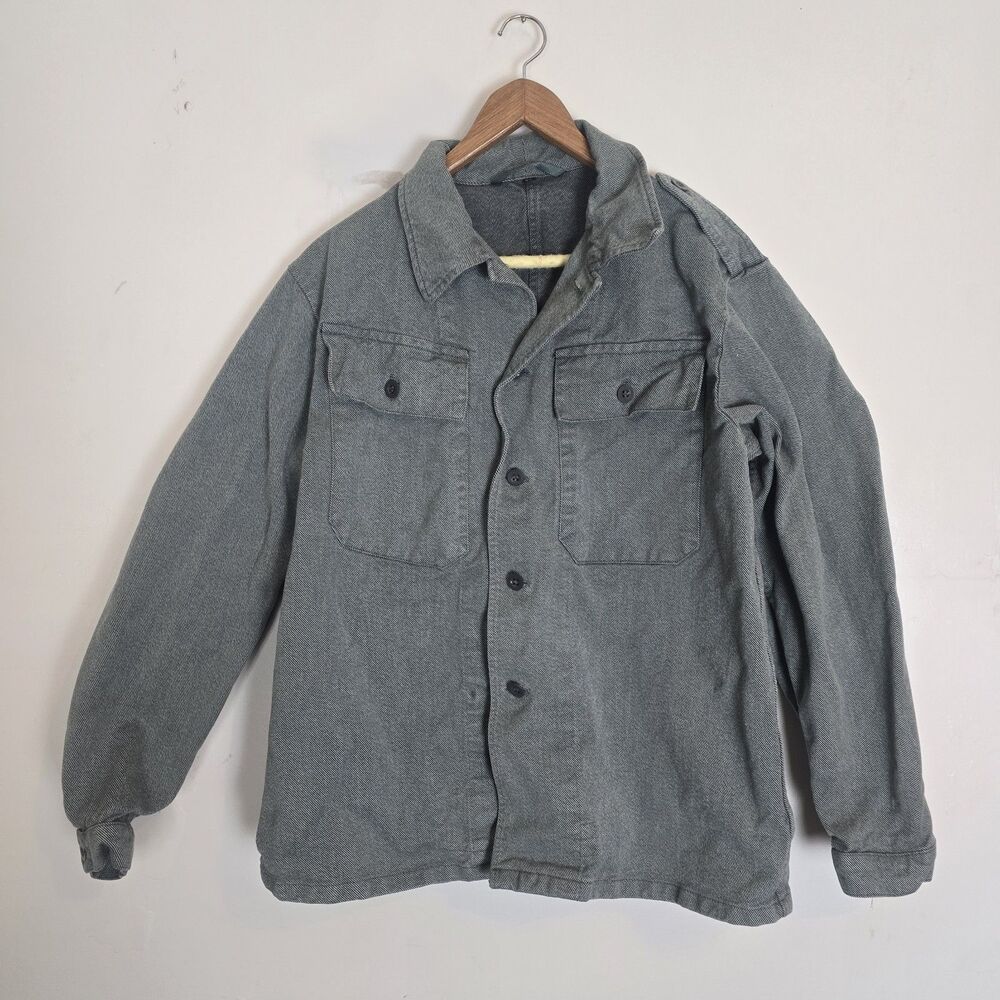 Spilag Vintage Chore Jacket Men M Blue Denim Utility Barn Workwear Outdoor